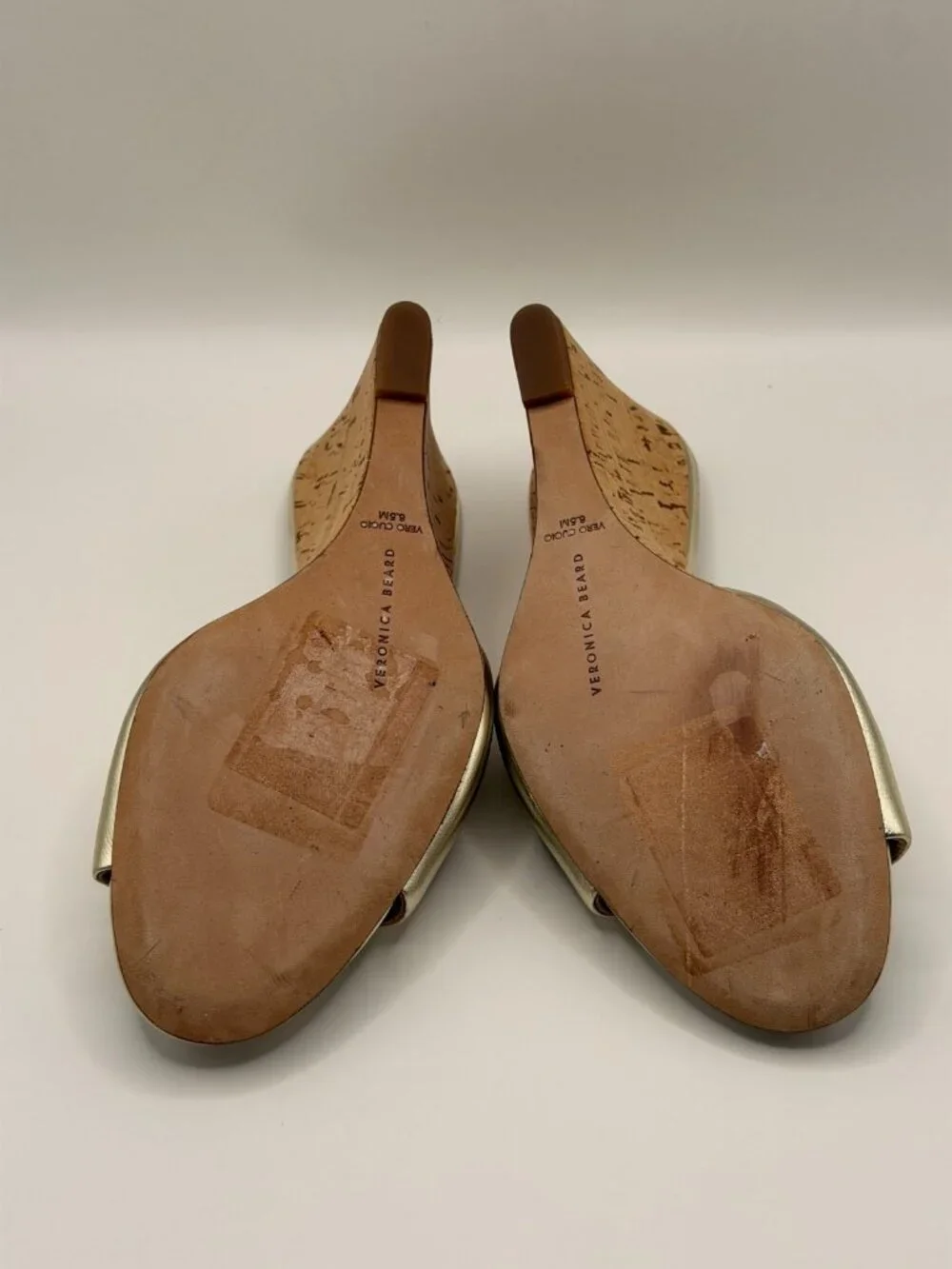 Veronica Beard Womens Dali Metallic Gold Cork Wedge Sandals Sz 6.5 M